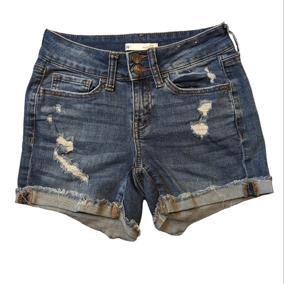 So Low Rise Midi Jean Shorts - Picture 1 of 5